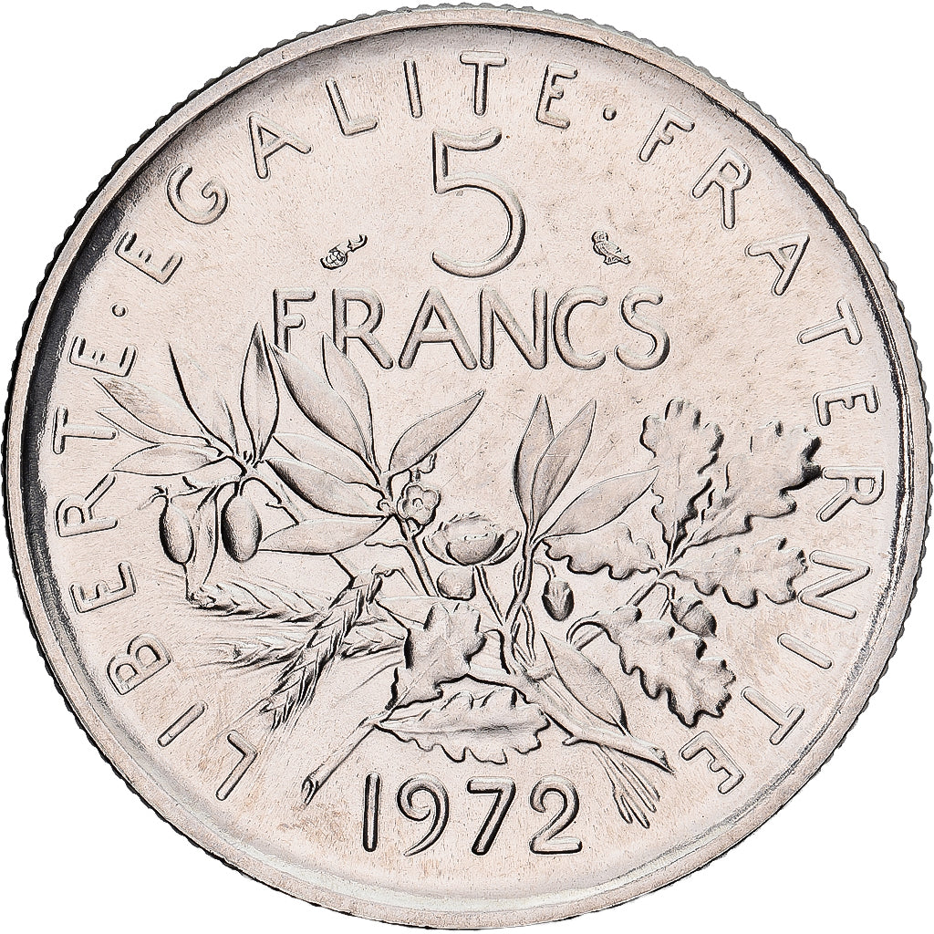 Coin, France, Semeuse, 5 Francs, 1972, Paris, MS(65-70), Nickel Clad