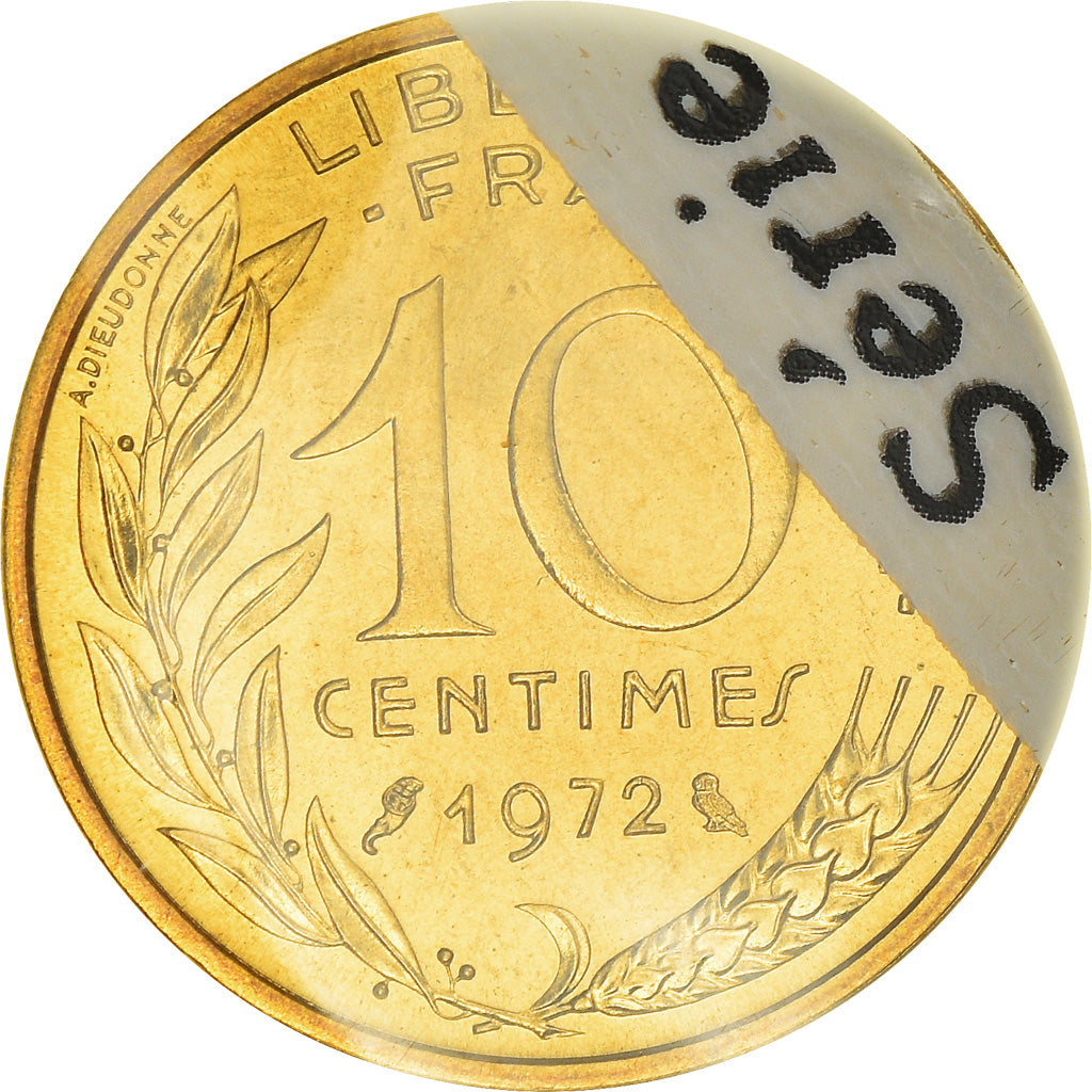 Munten, Frankrijk, Marianne, 10 Centimes, 1972, Paris, FDC, Aluminum-Bronze