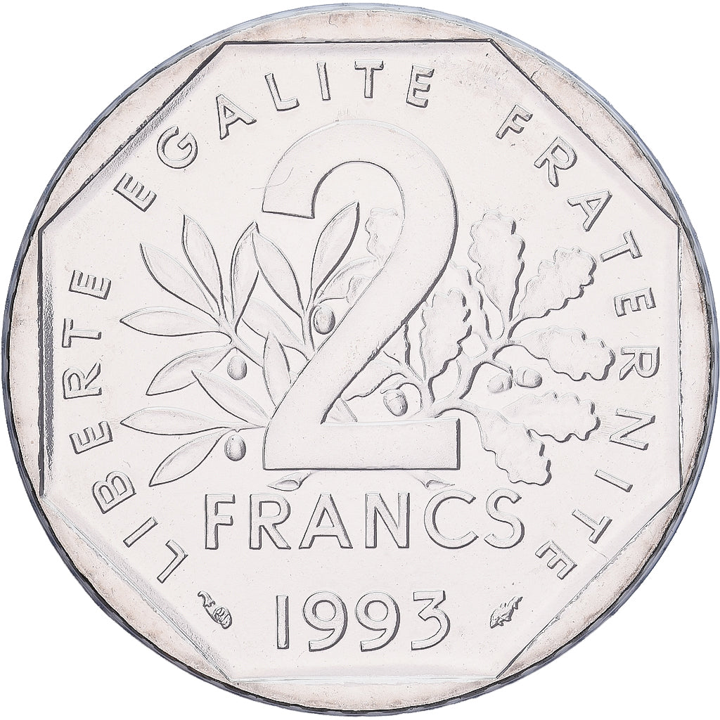 Monnaie, France, Semeuse, 2 Francs, 1993, Frappe médaille, FDC, Nickel