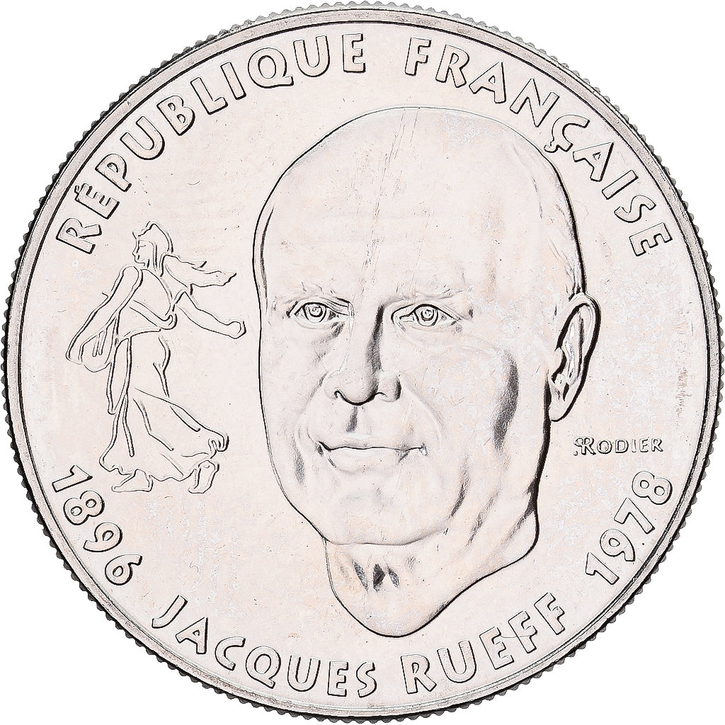 Coin, France, Jacques Rueff, Franc, 1996, Paris, MS(65-70), Nickel, KM:1160