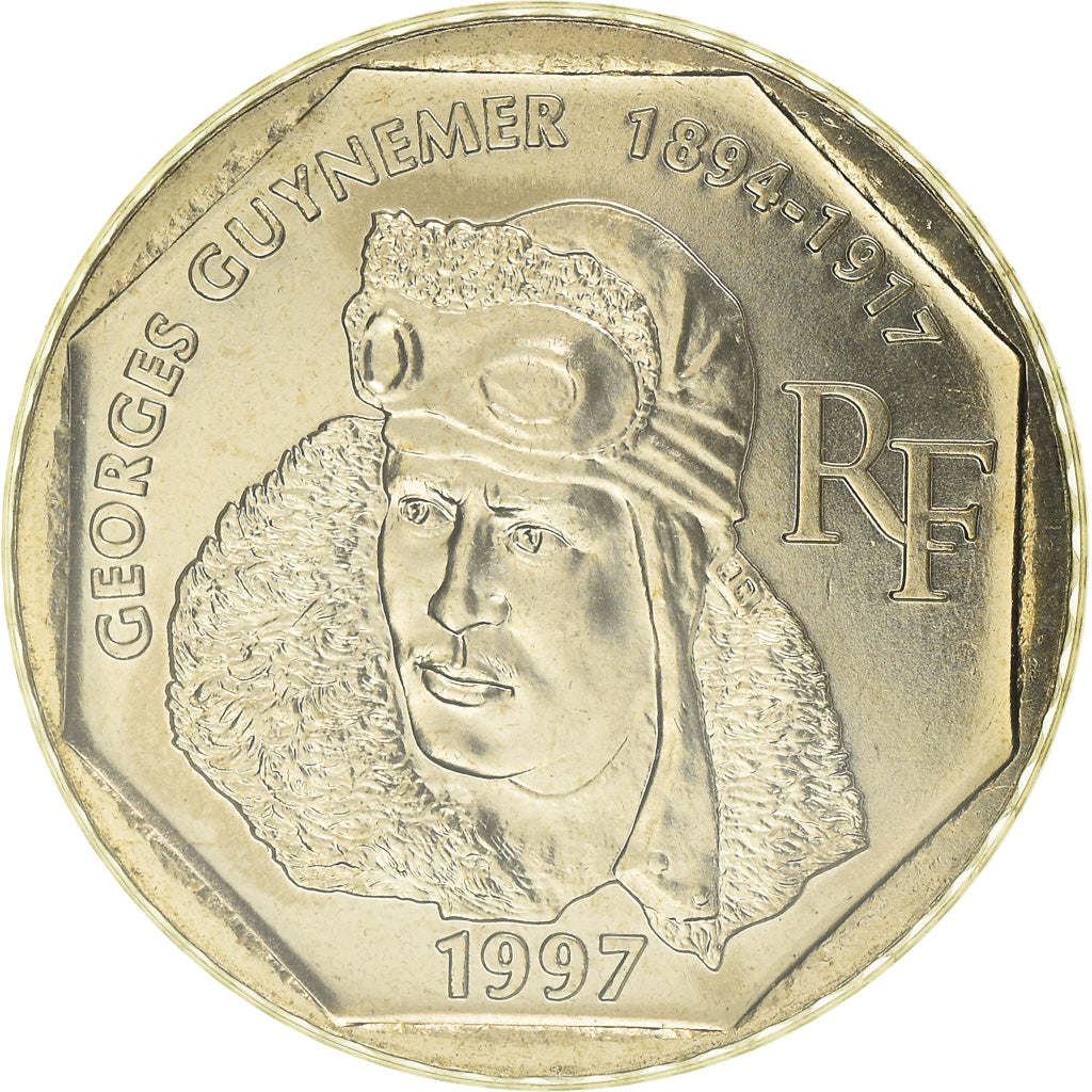 Moneta, Francja, Guynemer, 2 Francs, 1997, Paris, MS(65-70), Nikiel, KM:1187