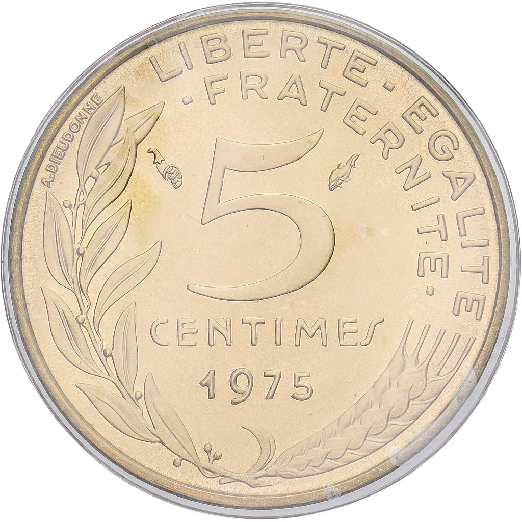 Moneta, Francia, Marianne, 5 Centimes, 1975, Paris, FDC, Alluminio-bronzo