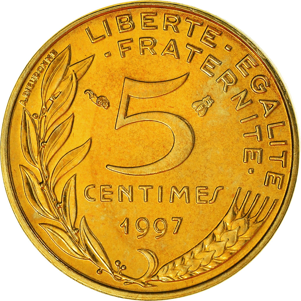 Coin, France, Marianne, 5 Centimes, 1997, Paris, MS(65-70), Aluminum-Bronze
