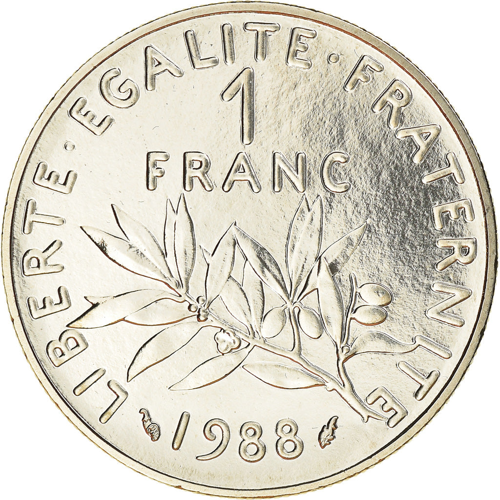 Coin, France, Semeuse, Franc, 1988, FDC, MS(65-70), Nickel, KM:925.1