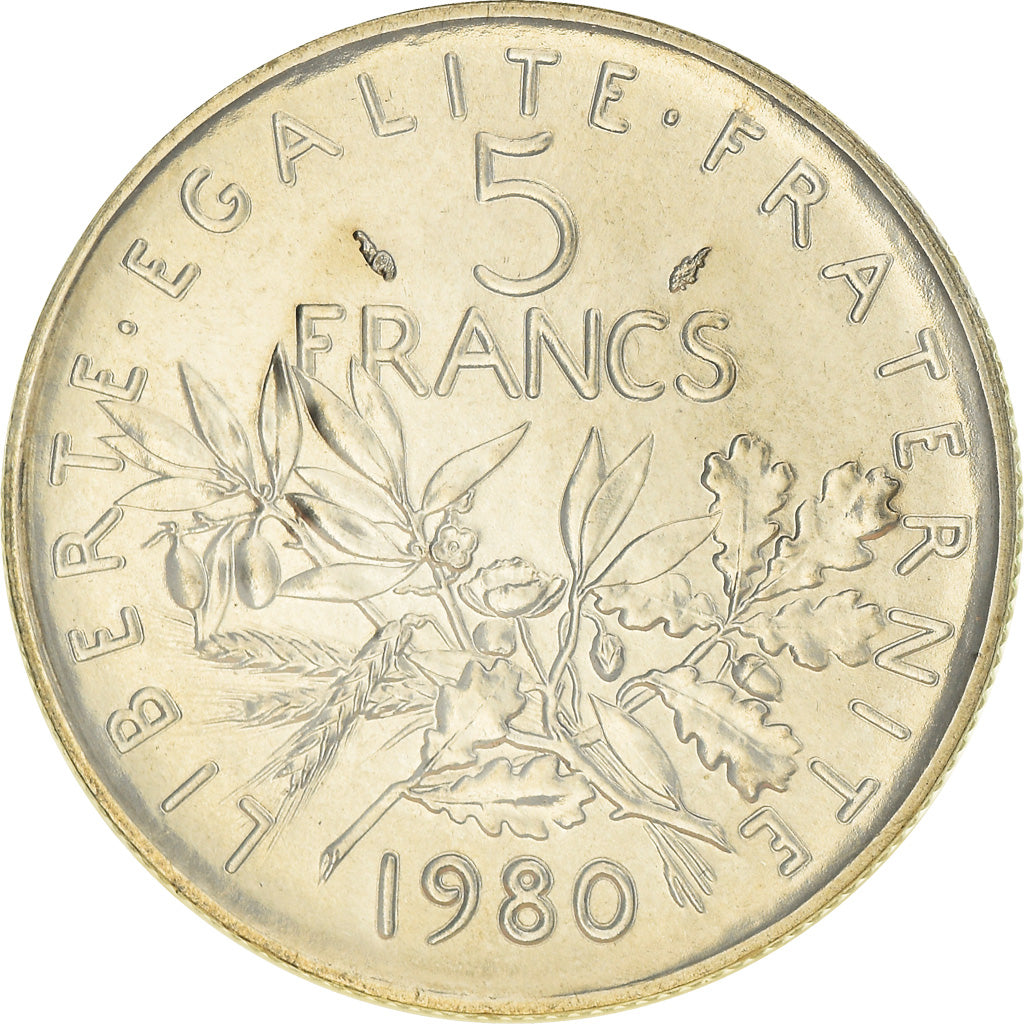 Münze, Frankreich, Semeuse, 5 Francs, 1980, Paris, STGL, Nickel Clad