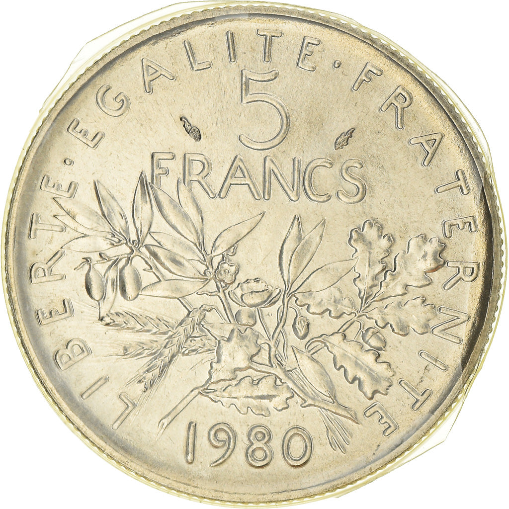 Münze, Frankreich, Semeuse, 5 Francs, 1980, Paris, STGL, Nickel Clad