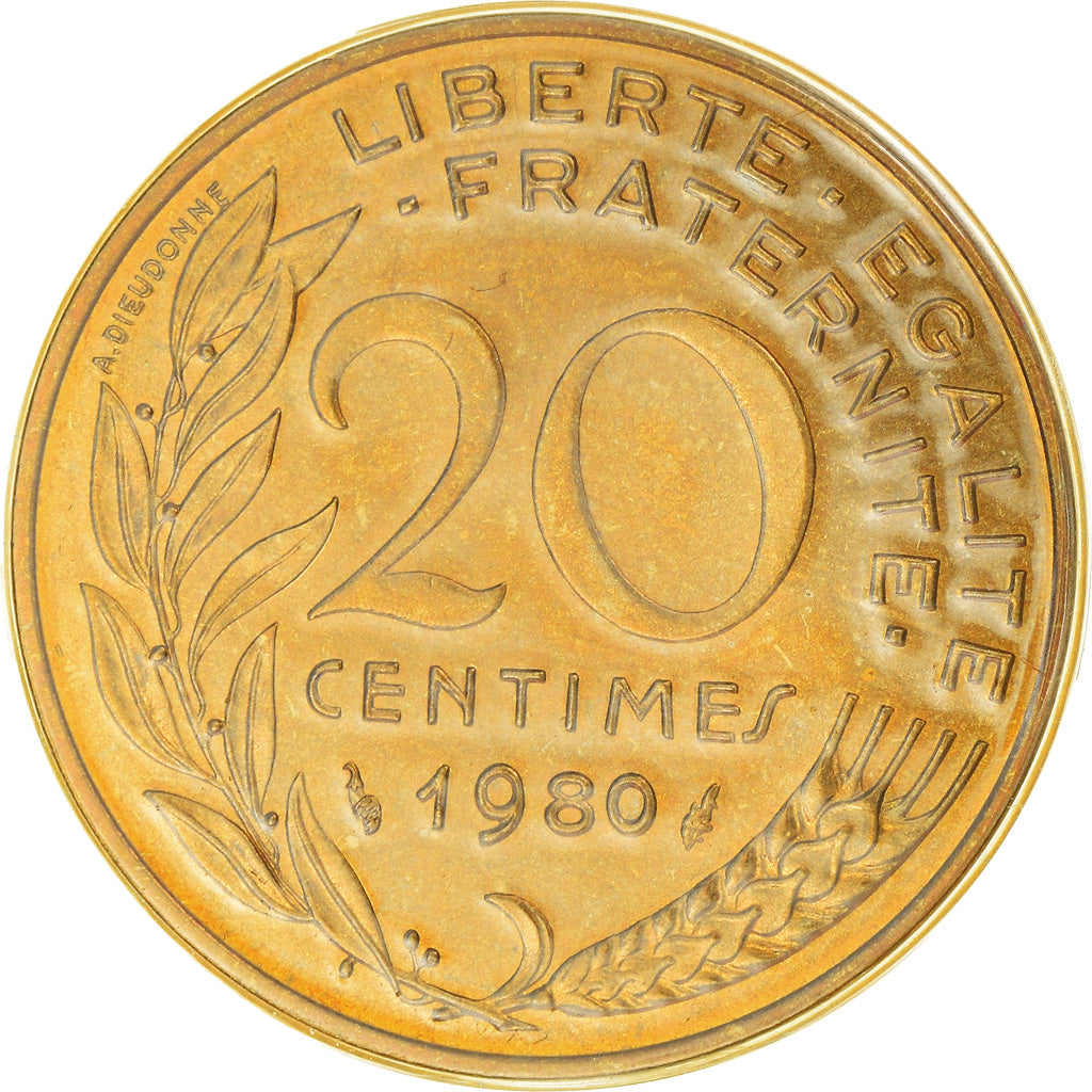 Coin, France, Marianne, 20 Centimes, 1980, Paris, Lagriffoul, MS(65-70)