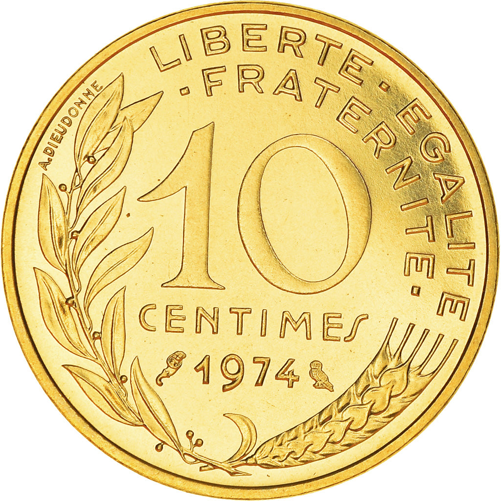 Coin, France, Marianne, 10 Centimes, 1974, Paris, Lagriffoul, MS(65-70)