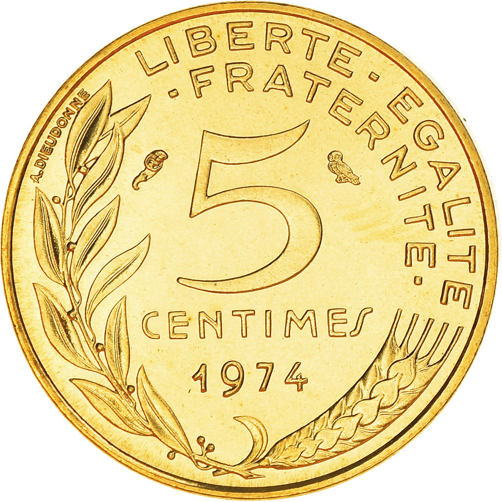 Monnaie, France, Marianne, 5 Centimes, 1974, Paris, Lagriffoul, FDC