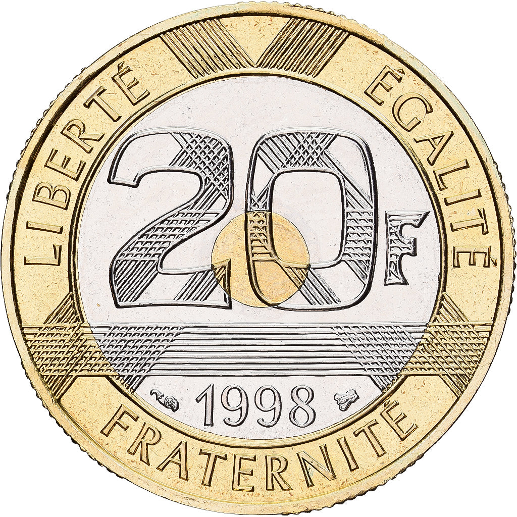 Munten, Frankrijk, Mont Saint Michel, 20 Francs, 1998, Paris, FDC, Tri-Metallic