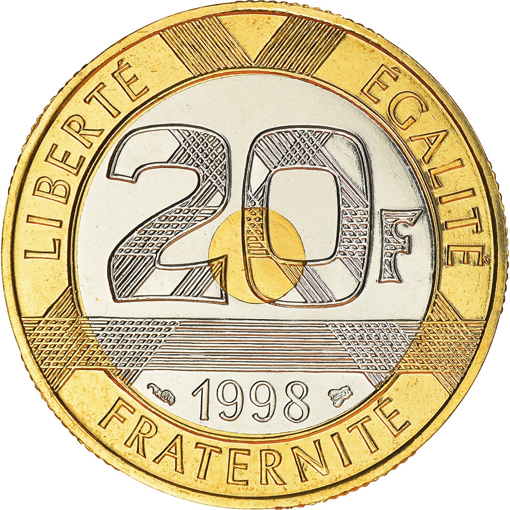 Munten, Frankrijk, Mont Saint Michel, 20 Francs, 1998, Paris, FDC, Tri-Metallic
