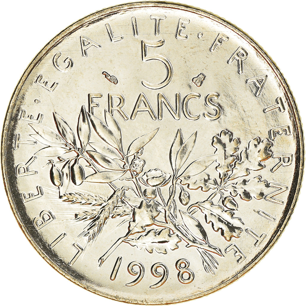 Coin, France, Semeuse, 5 Francs, 1998, Paris, MS(65-70), Nickel Clad