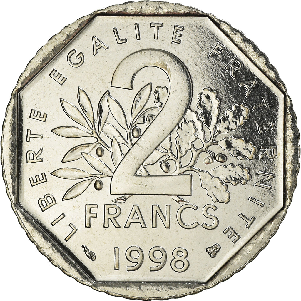 Moneta, Francia, Semeuse, 2 Francs, 1998, FDC, Nichel, KM:942.1, Gadoury:547