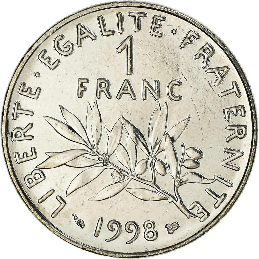 Coin, France, Semeuse, Franc, 1998, Paris, MS(65-70), Nickel, KM:925.1