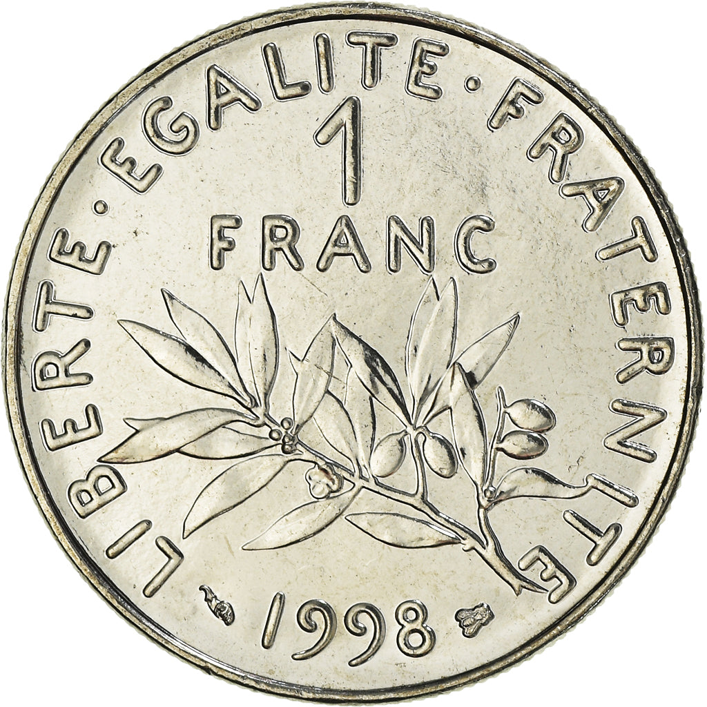 Coin, France, Semeuse, Franc, 1998, Paris, MS(65-70), Nickel, KM:925.1