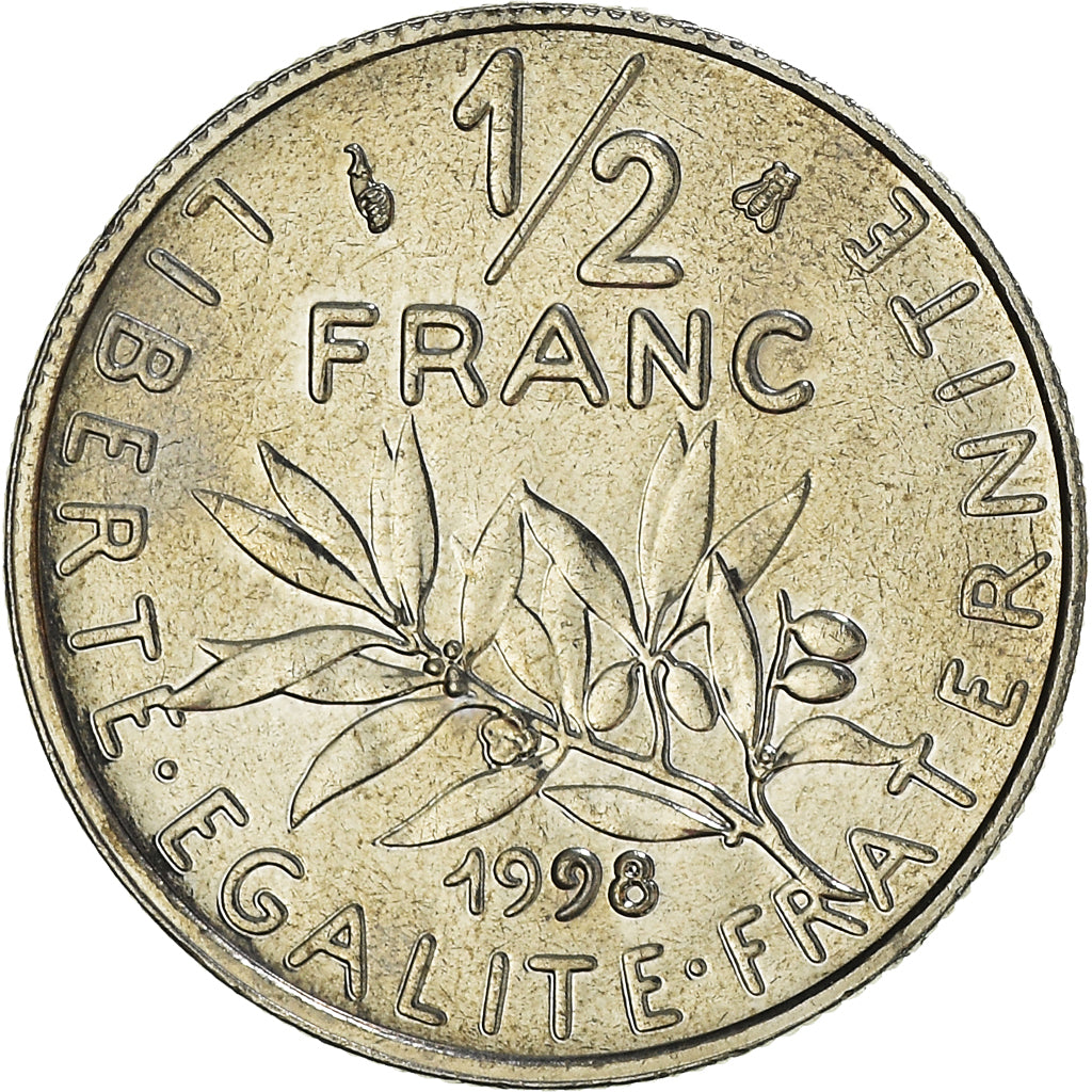 Coin, France, Semeuse, 1/2 Franc, 1998, Paris, FDC, MS(65-70), Nickel, KM:931.1