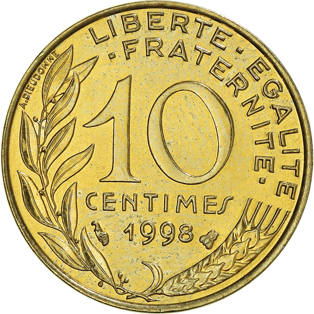Munten, Frankrijk, Marianne, 10 Centimes, 1998, Paris, Lagriffoul, UNC
