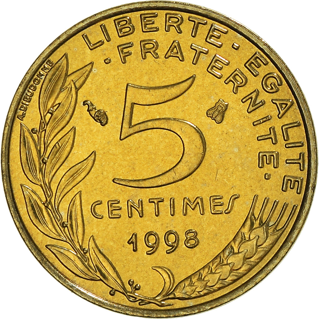 Coin, France, Marianne, 5 Centimes, 1998, Paris, FDC, MS(65-70)
