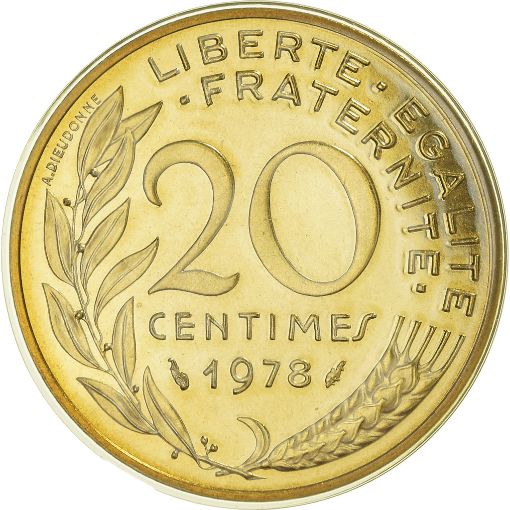 Moneta, Francia, Marianne, 20 Centimes, 1978, Paris, Lagriffoul, FDC