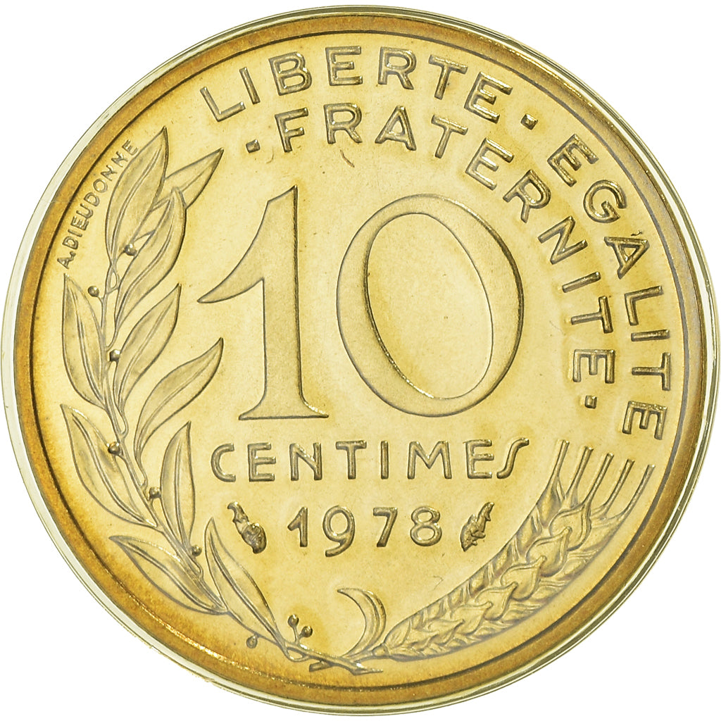 Munten, Frankrijk, Marianne, 10 Centimes, 1978, Paris, Lagriffoul, FDC