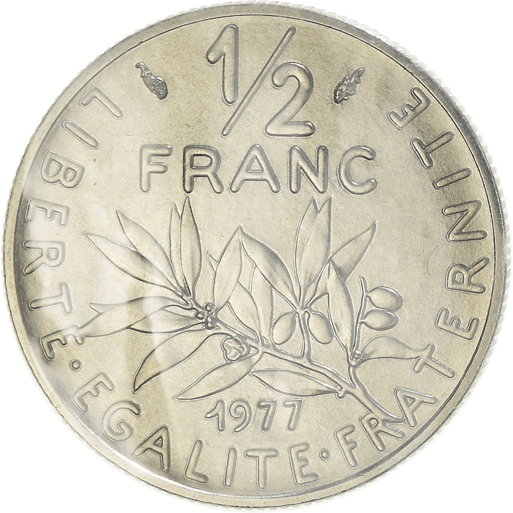 Moneta, Francia, Semeuse, 1/2 Franc, 1977, Paris, FDC, FDC, Nichel, KM:931.1