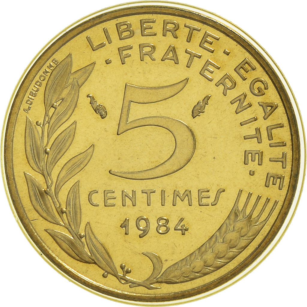 Moneta, Francia, Marianne, 5 Centimes, 1984, Paris, Lagriffoul, FDC