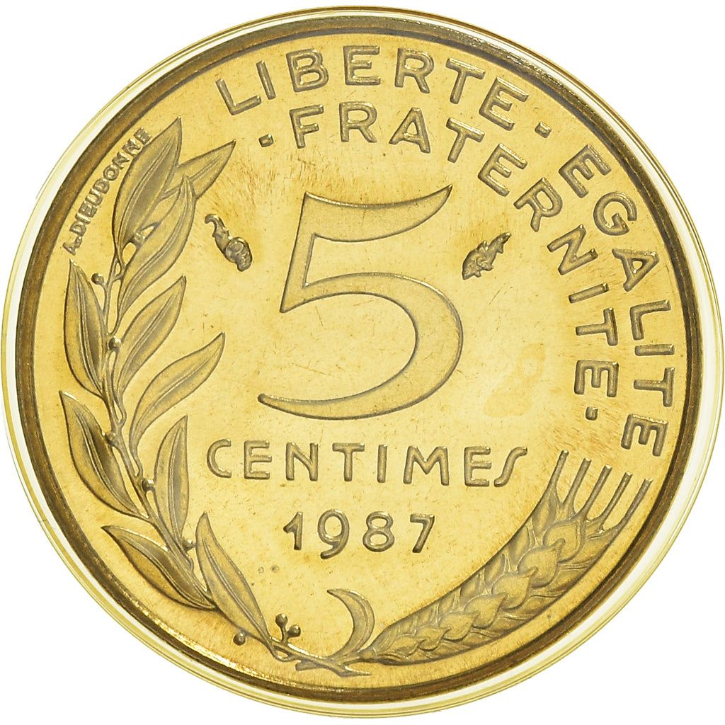 Coin, France, Marianne, 5 Centimes, 1987, Paris, FDC, MS(65-70)