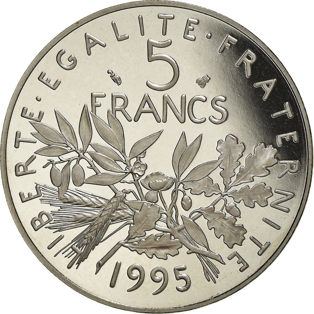 Moneta, Francia, Semeuse, 5 Francs, 1995, Paris, Proof, FDC, Nichel placcato