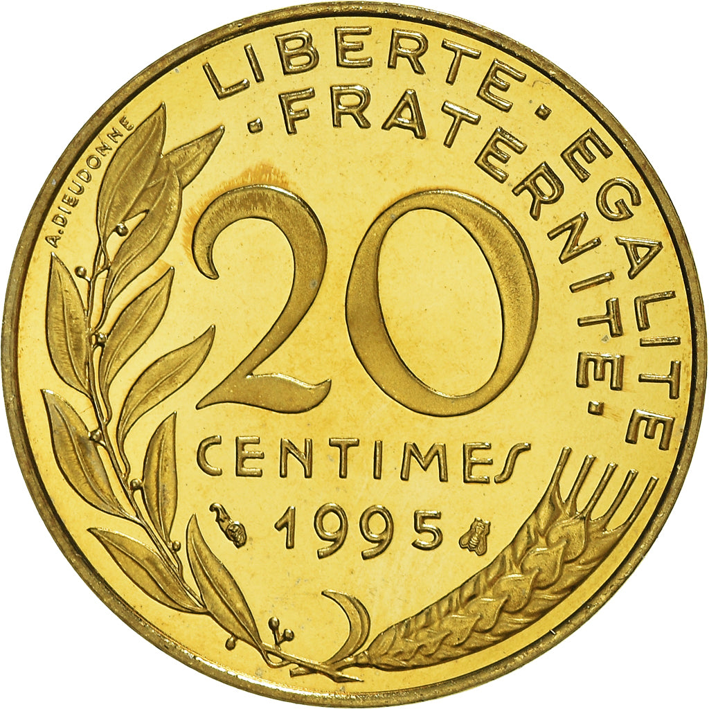 Monnaie, France, Marianne, 20 Centimes, 1995, Paris, Proof / BE, FDC