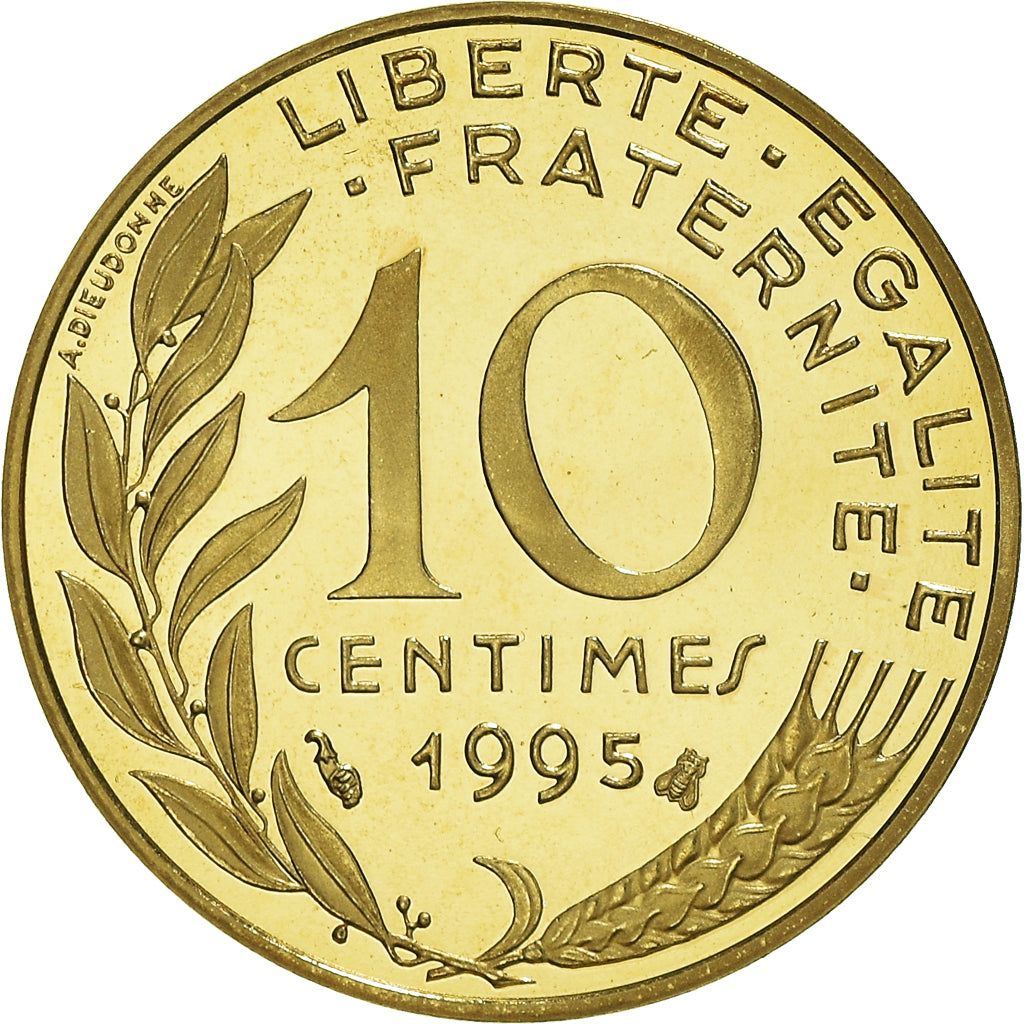 Munten, Frankrijk, Marianne, 10 Centimes, 1995, Paris, Proof / BE, FDC