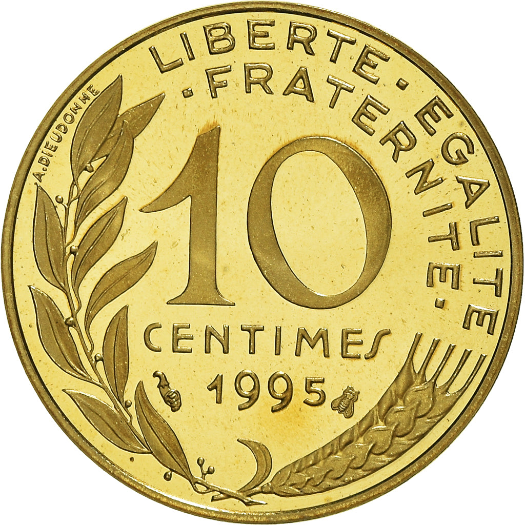 Munten, Frankrijk, Marianne, 10 Centimes, 1995, Paris, Proof / BE, FDC