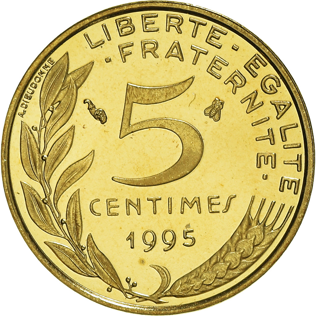 Coin, France, Marianne, 5 Centimes, 1995, Paris, Proof / BE, MS(65-70)