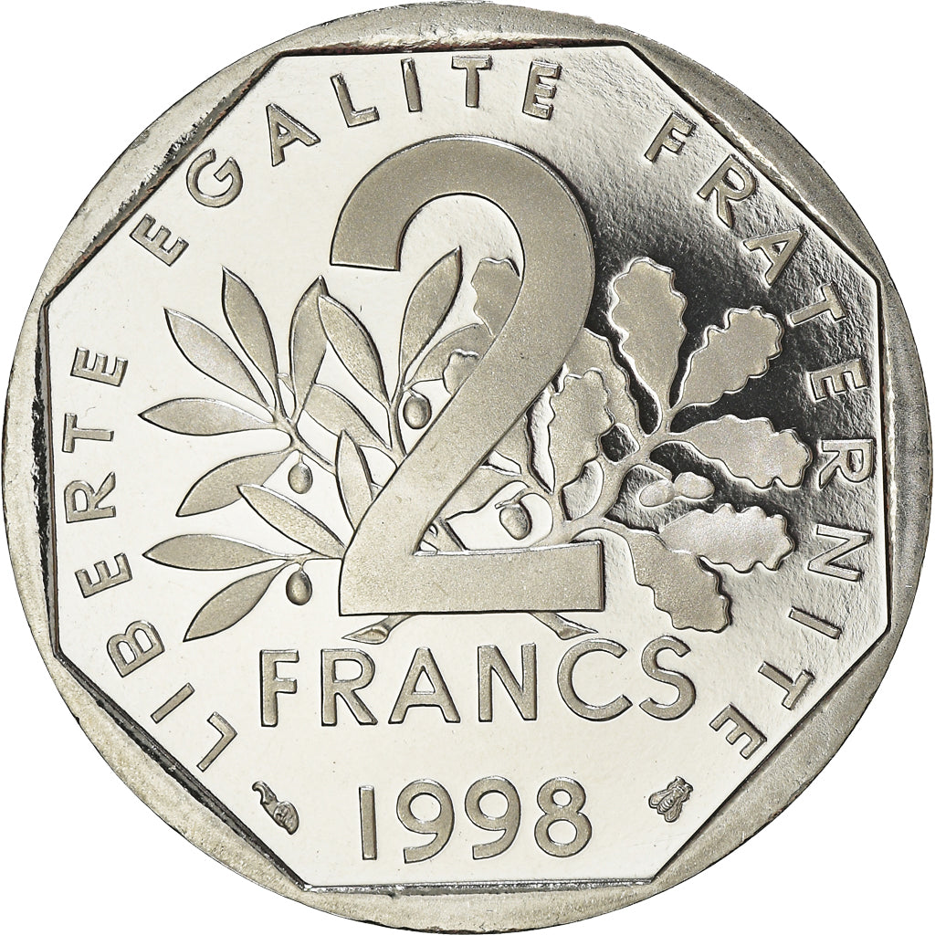 Coin, France, Semeuse, 2 Francs, 1998, Paris, Proof, MS(65-70), Nickel