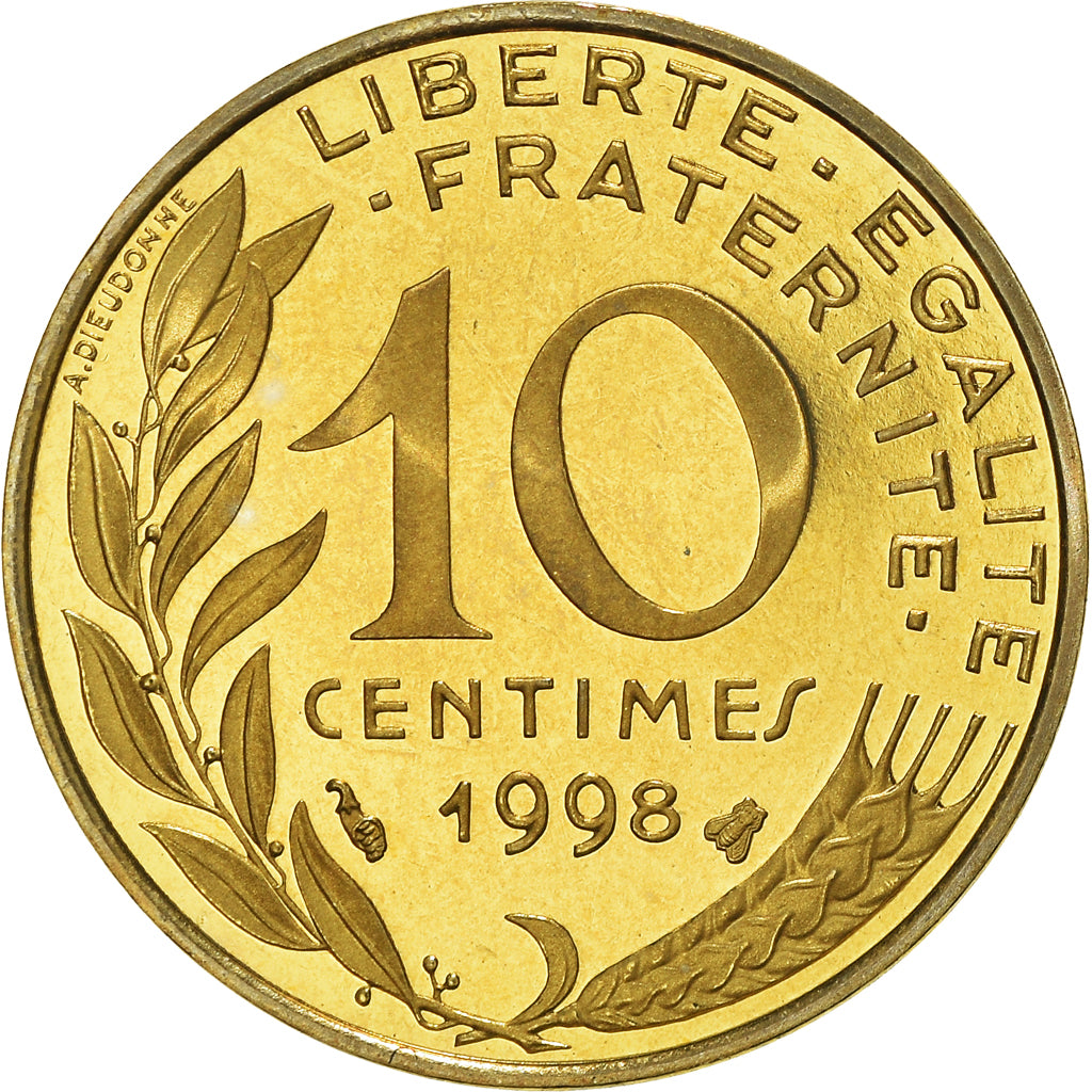 Munten, Frankrijk, Marianne, 10 Centimes, 1998, Paris, Proof, FDC