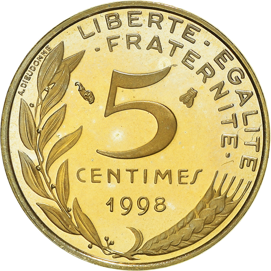 Coin, France, Marianne, 5 Centimes, 1998, Paris, Proof, MS(65-70)