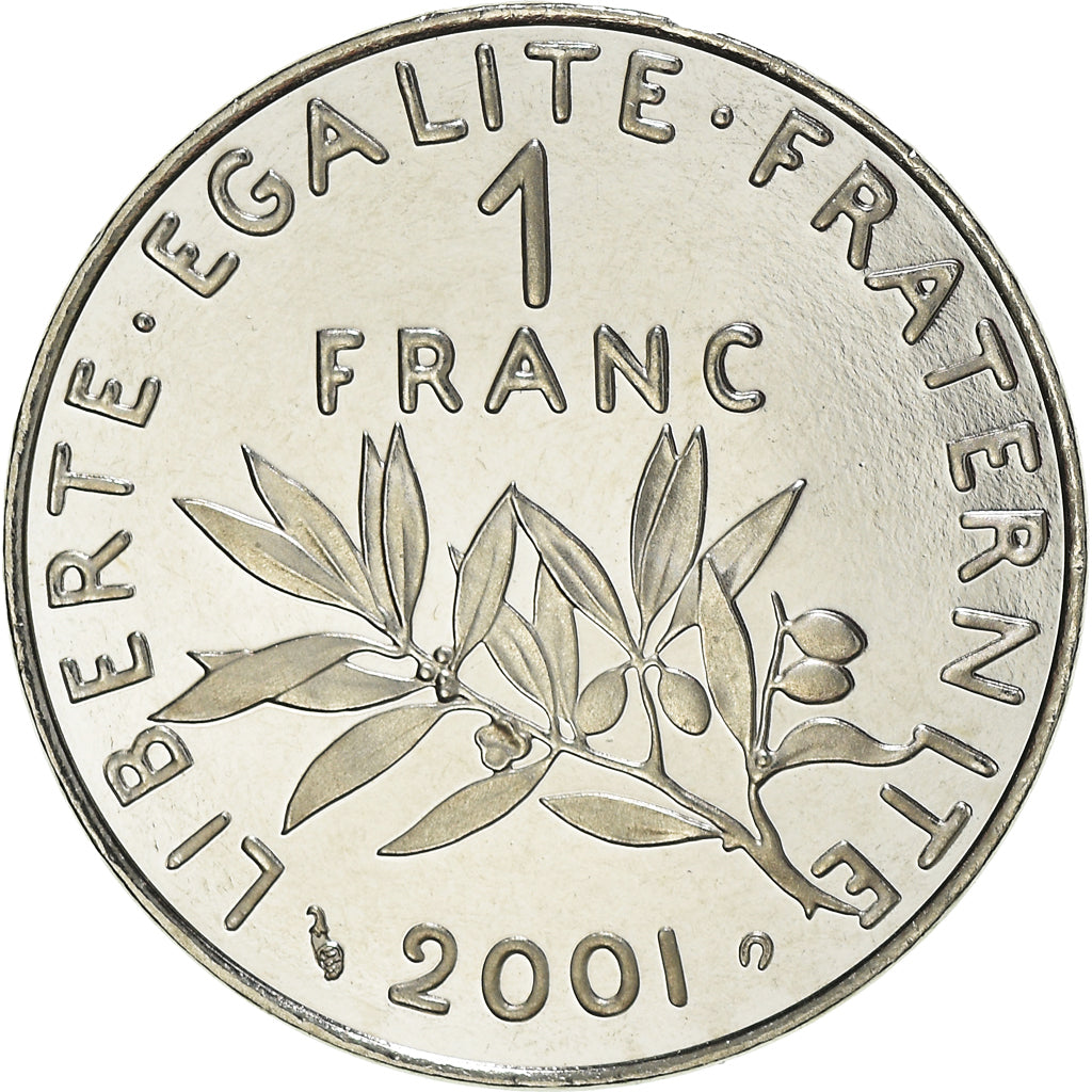 Moneta, Francja, Semeuse, Franc, 2001, Paris, Proof, MS(65-70), Nikiel