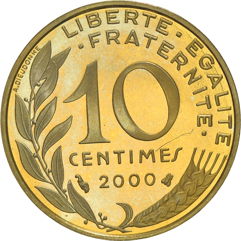 Munten, Frankrijk, Marianne, 10 Centimes, 2000, Paris, Proof, FDC