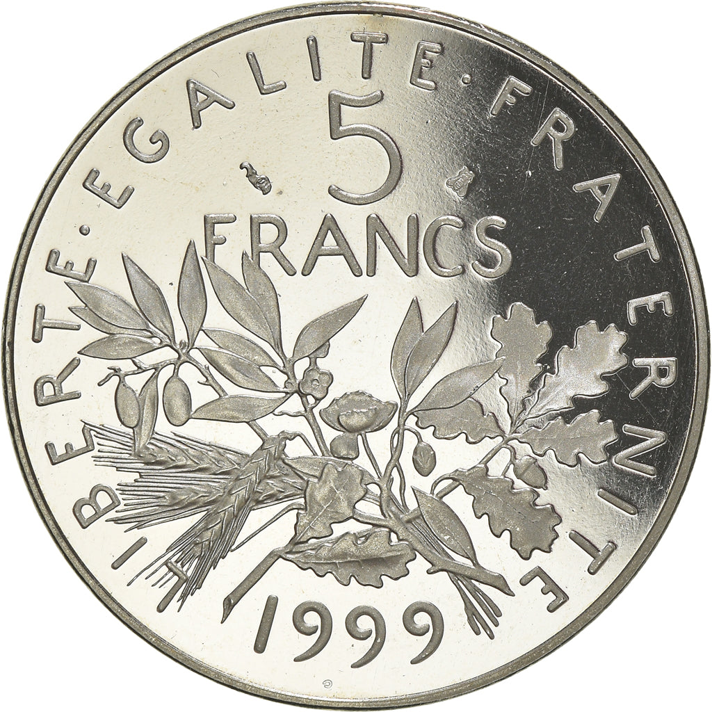 Moneta, Francia, Semeuse, 5 Francs, 1999, Paris, Proof, FDC, Nichel placcato