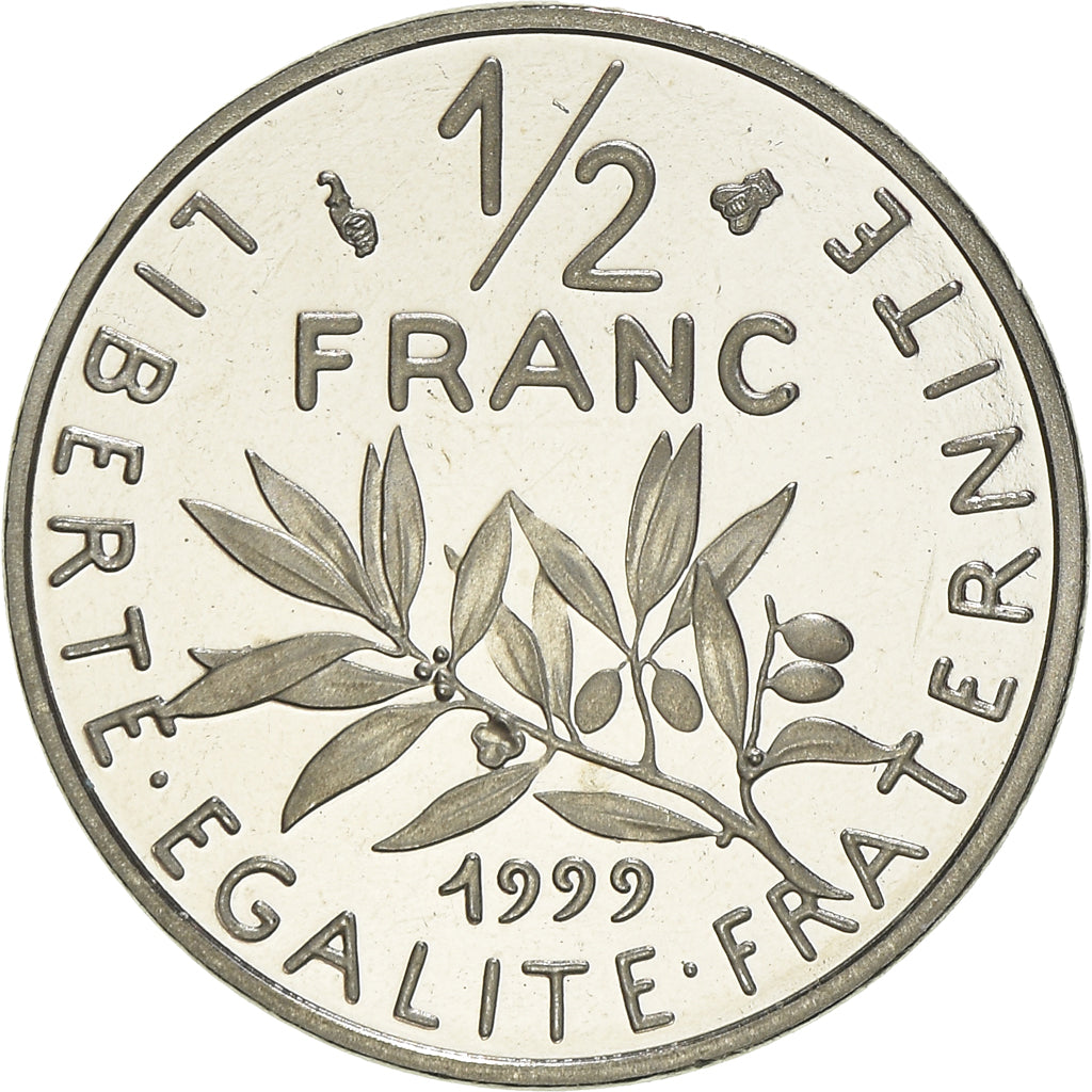 Coin, France, Semeuse, 1/2 Franc, 1999, Proof, MS(65-70), Nickel, KM:931.2