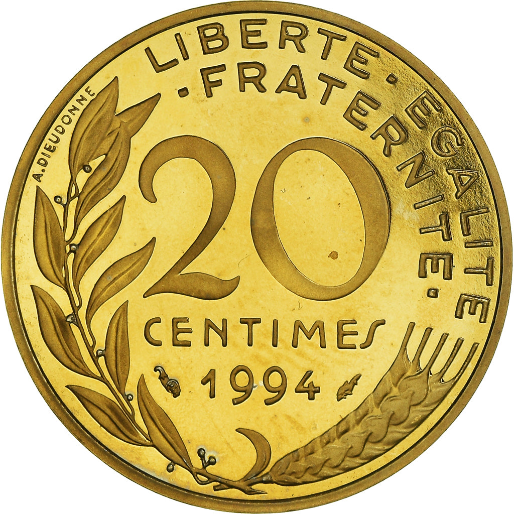 Coin, France, Marianne, 20 Centimes, 1994, Paris, Proof, MS(65-70)