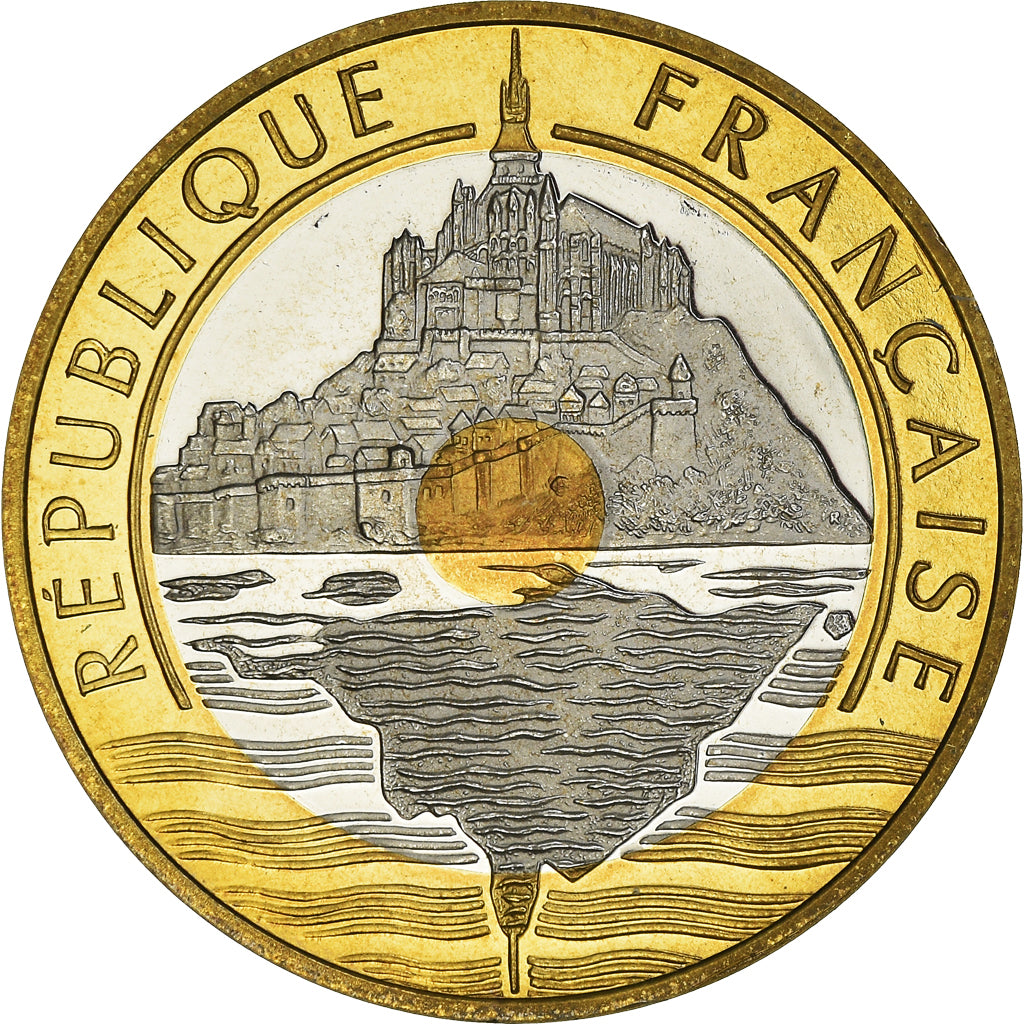 Münze, Frankreich, Mont Saint Michel, 20 Francs, 1996, Paris, Proof / BE, STGL