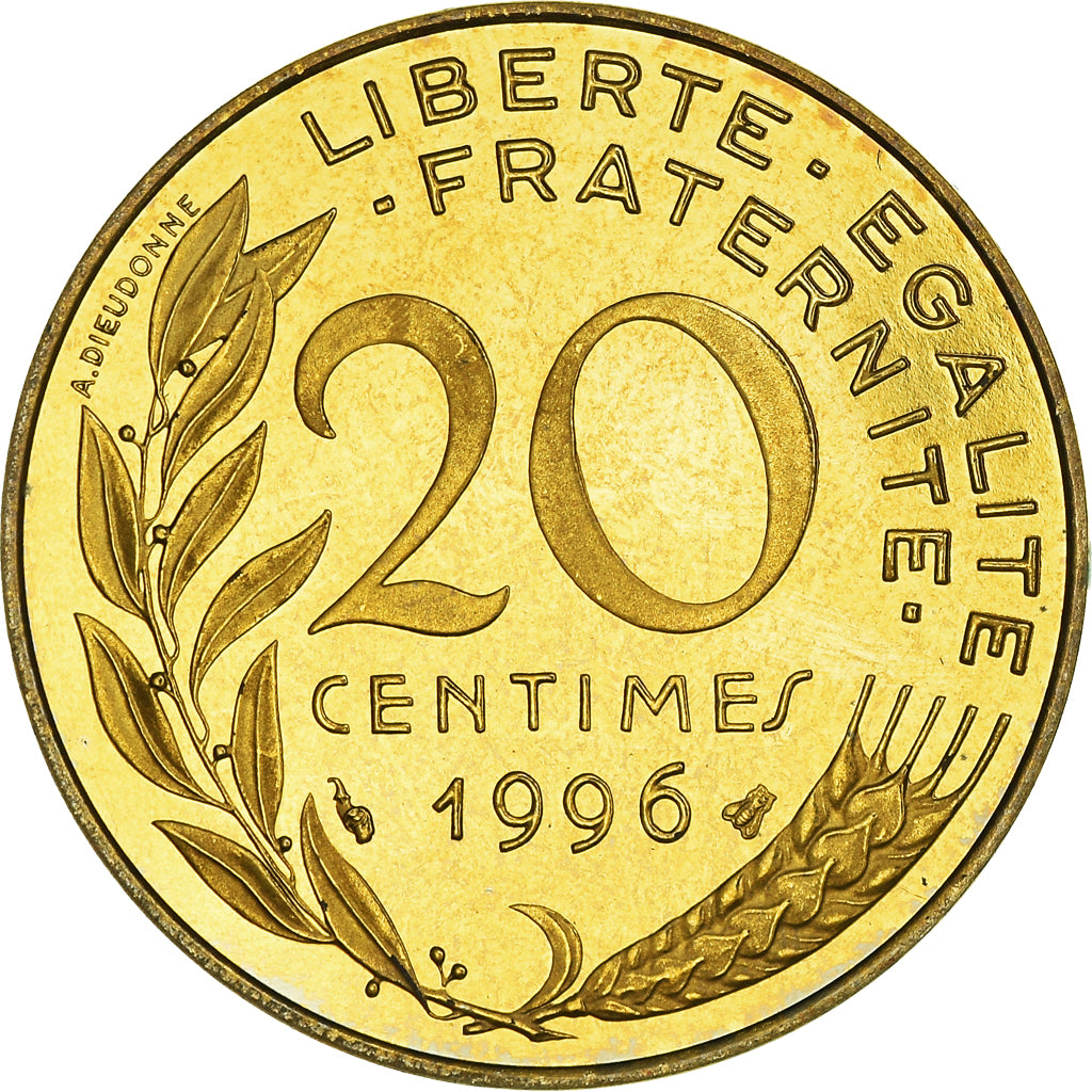 Coin, France, Marianne, 20 Centimes, 1996, Paris, Proof / BE, MS(65-70)