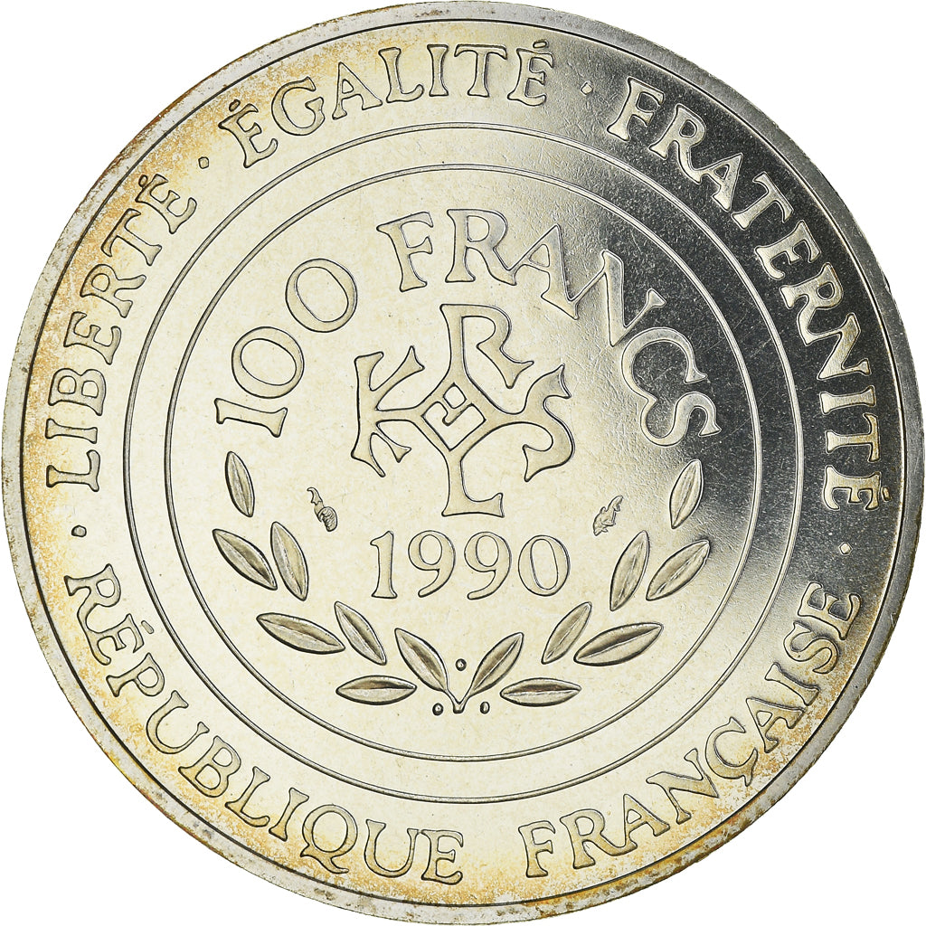 Coin, France, Charlemagne, 100 Francs, 1990, Paris, FDC, MS(65-70), Silver