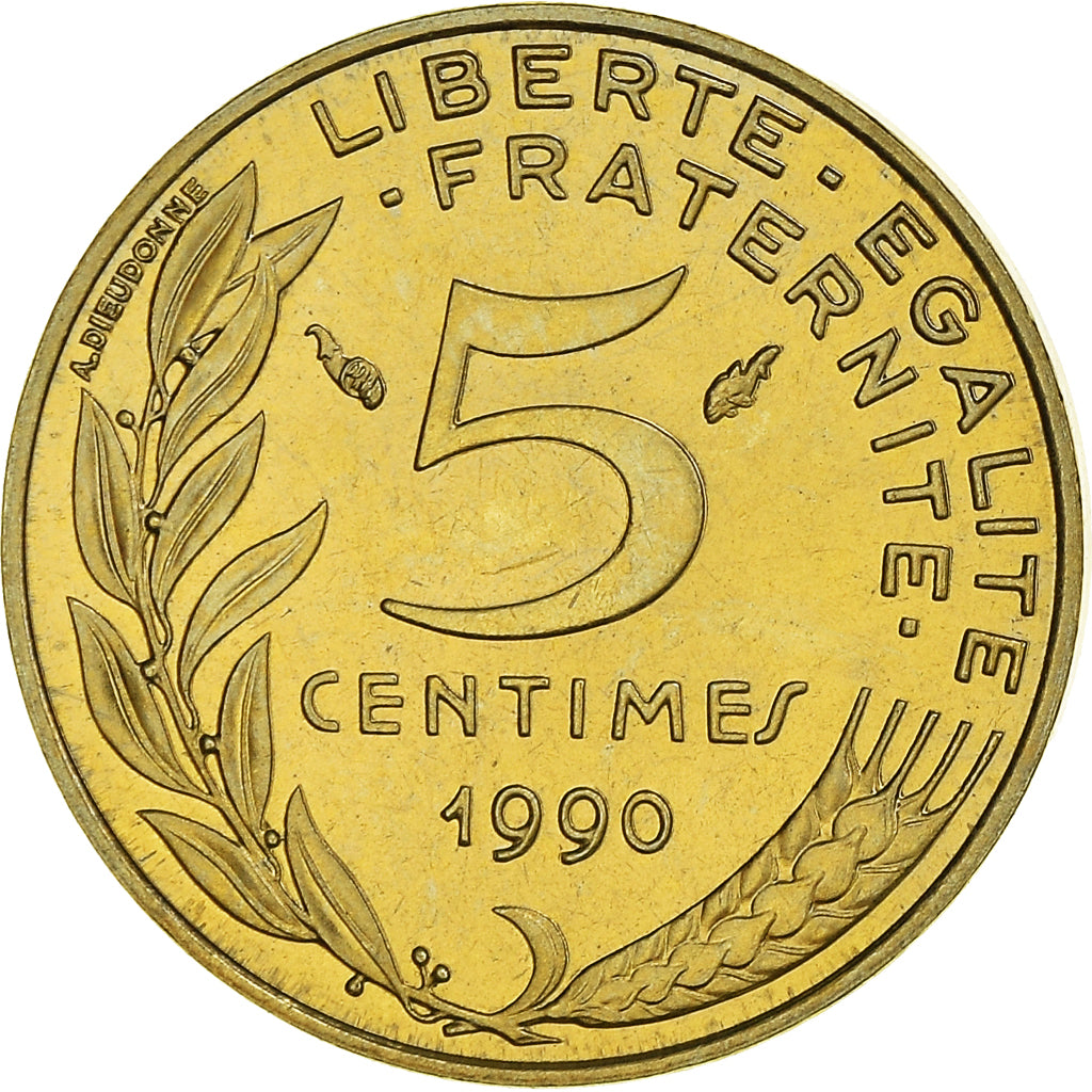 Coin, France, Marianne, 5 Centimes, 1990, Paris, FDC, MS(65-70)