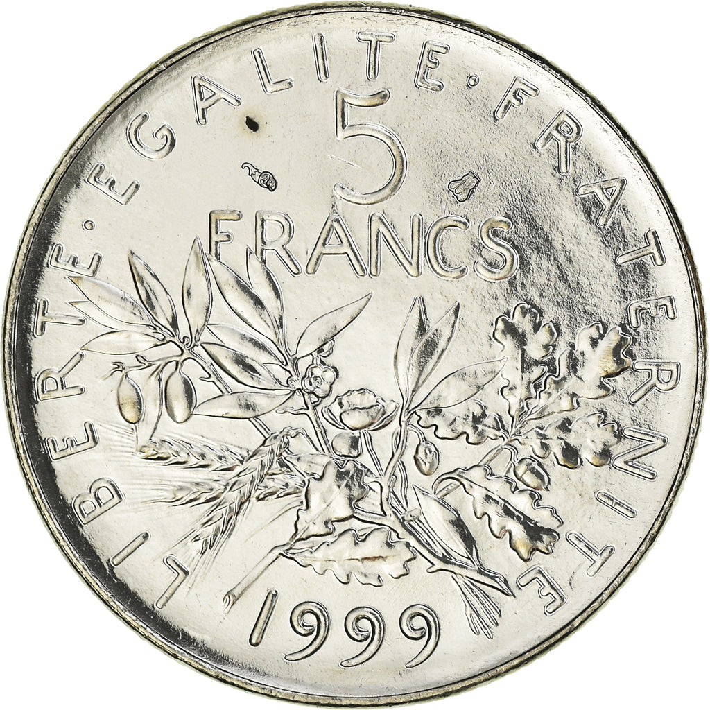 Moneta, Francia, Semeuse, 5 Francs, 1999, Paris, FDC, FDC, Nichel placcato