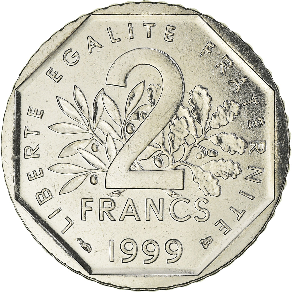 Coin, France, Semeuse, 2 Francs, 1999, Paris, FDC, MS(65-70), Nickel, KM:942.1