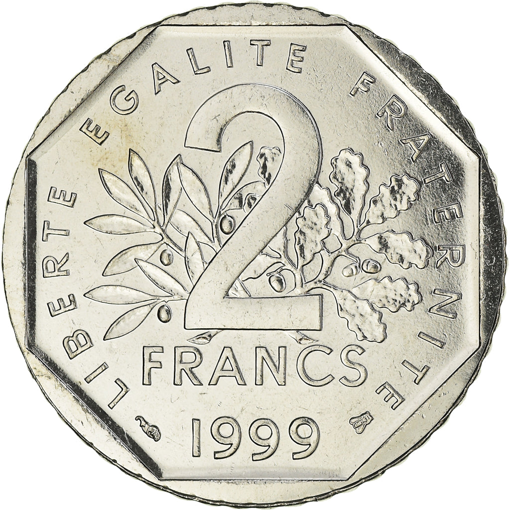 Coin, France, Semeuse, 2 Francs, 1999, Paris, FDC, MS(65-70), Nickel, KM:942.1