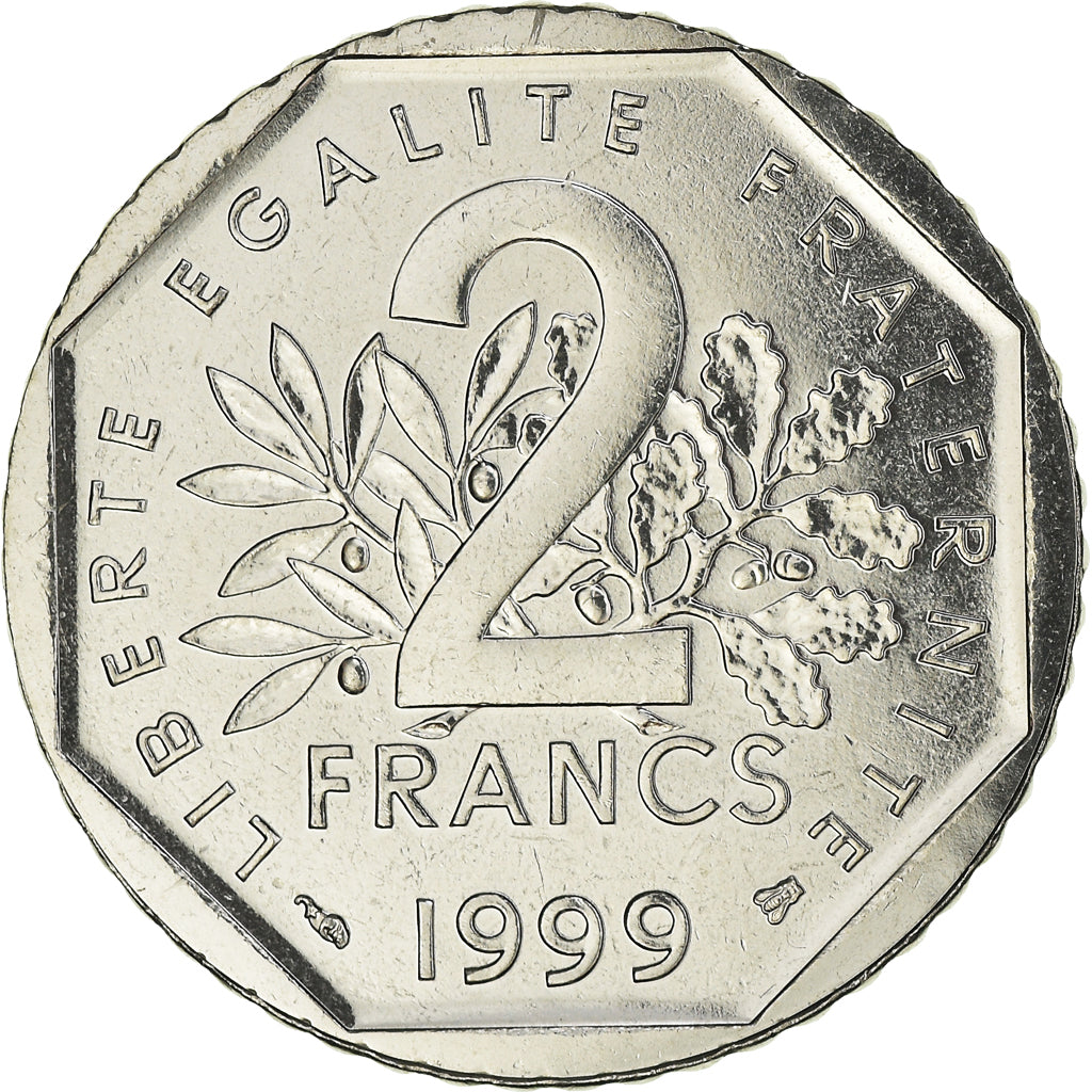 Coin, France, Semeuse, 2 Francs, 1999, Paris, FDC, MS(65-70), Nickel, KM:942.1
