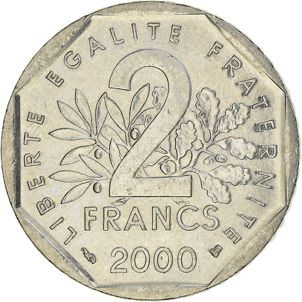Coin, France, Semeuse, 2 Francs, 2000, Paris, O.Roty, AU(50-53), Nickel
