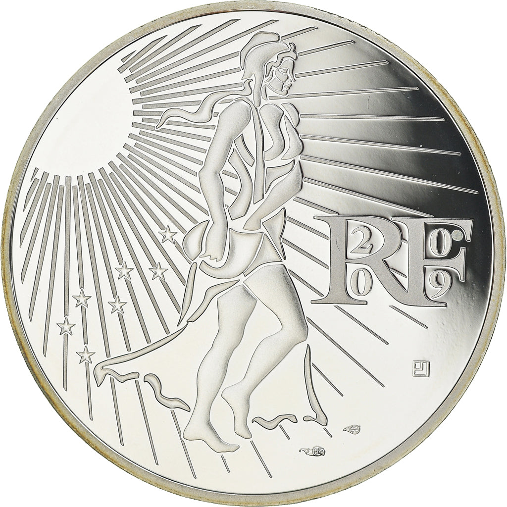 Francia, Semeuse, 15 Euro, 2009, Paris, BE, FDC, Plata, KM:1535